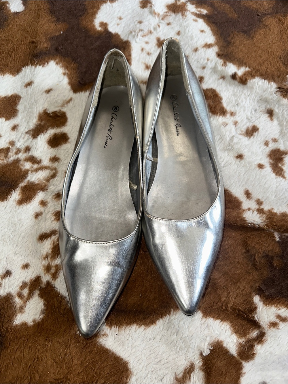 Charlotte Russe Silver Pointed Toe Flats